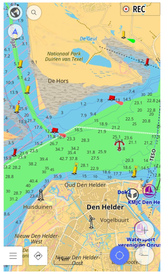 Vue des cartes du plugin nautique iOS