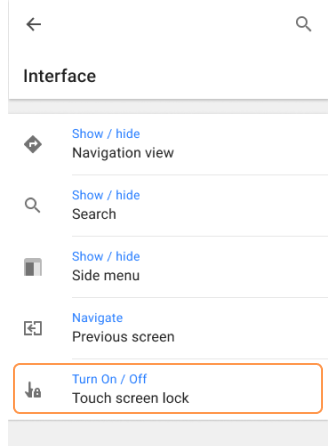 Bouton d&#39;action rapide Verrouillage de l&#39;écran tactile Android