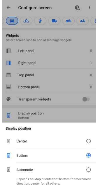 Position d&#39;affichage Android