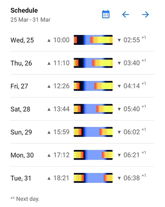 Calendrier d'observation