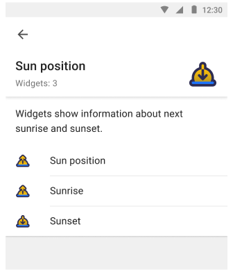 Widgets Coucher et lever du soleil