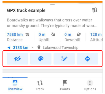 Aperçu du menu contextuel du tracé Android 3