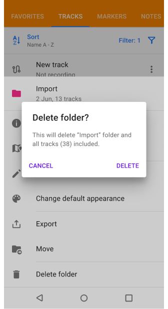 Mes lieux avec des traces dans Android