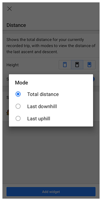 Widget d&#39;enregistrement de trajet