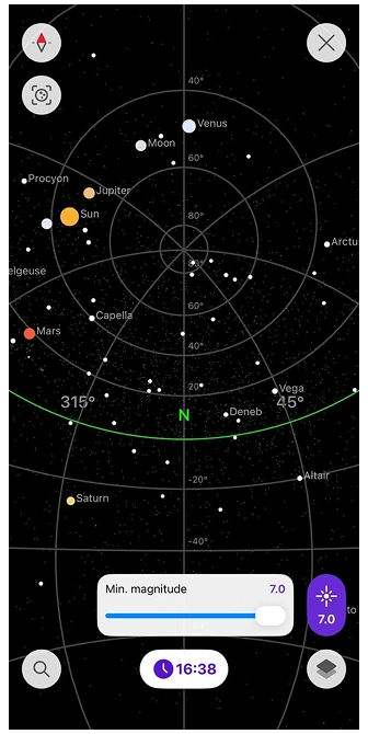 Écran Carte des étoiles