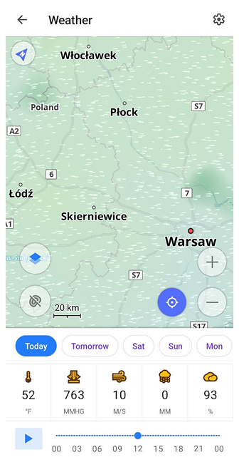 Tableau de bord Météo Android 2