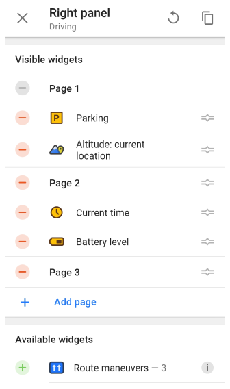 Page de widget