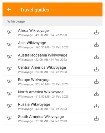 Reisgidsen downloadmenu