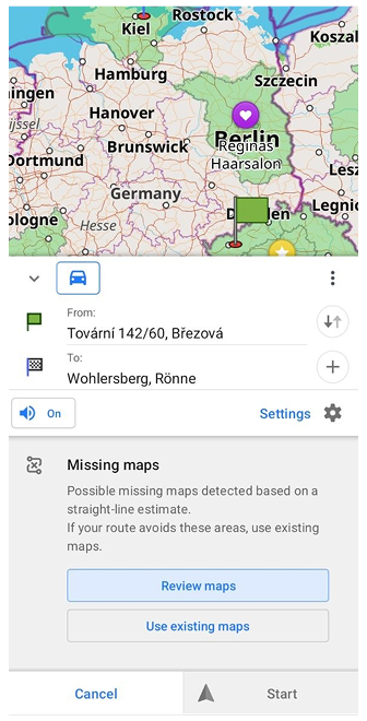 Komunikat o braku map podczas budowania nawigacji Android 5