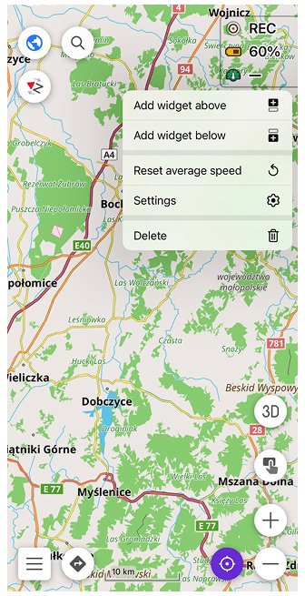 Widget bağlam menüsü