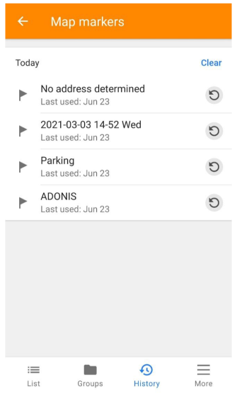 Історія маркерів на карті Android