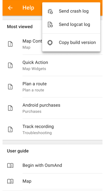 Знімок екрана офлайн допомоги Android
