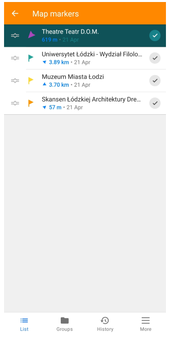 Список маркерів Android