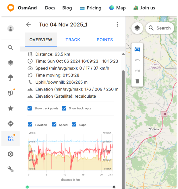 OsmAnd Web Info Panel