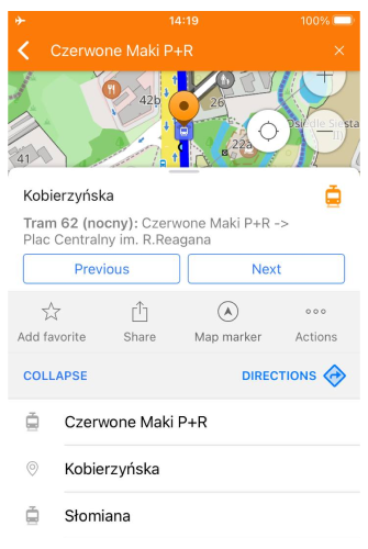 Список маршрутів громадського транспорту Android