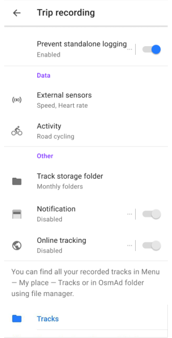 Налаштування запису поїздки в Android