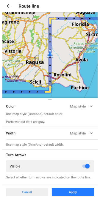 Лінія навігаційного маршруту Android