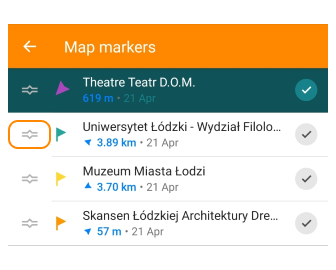 Сортування маркерів у списку Android