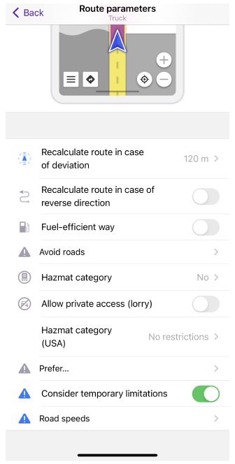 Налаштування навігації для вантажівок iOS 2