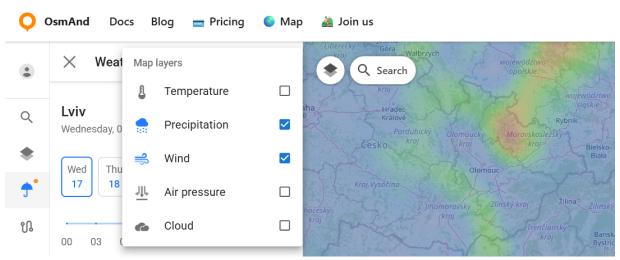 OsmAnd Web Weather
